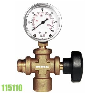 Cụm van đóng mở và đồng hồ áp suất 115110, cho bơm thử áp lực.